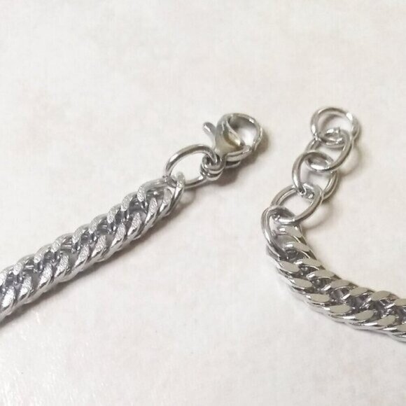 Dark Blue Sea Sediment Jasper Slab + Chunky Chain Bracelet ~ Adjust. 7-8" Wrist - Picture 7 of 8